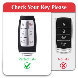 WORCAS Soft TPU Key Fob Cover Case Compatible with Hyundai Genesis GV80 GV90 G70 G80 G90 GV70 6 Button keyless Entry Remote Control Smart Key(Red)