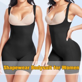 VVX Shapewear for Women Tummy Control Open Bust Body Shaper Butt Lifting Seamless Bodysuit High Waist Fajas - Black M/L