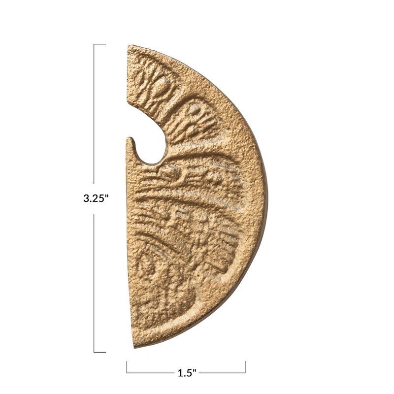 Creative Co-Op Antique Metal Lemon Slice Shaped Bottle Opener, Gold