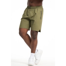 WHITE PEAK TRADING COMPANY - Paquete de 3 pantalones cortos deportivos para hombre, estilo casual, de secado rápido, con bolsillos con cierre, cordón, Negro, oliva y gris, Small