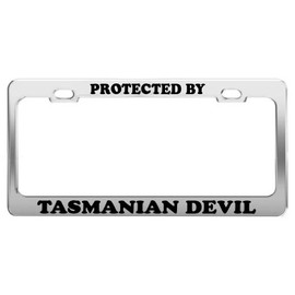 Product Express Protected by Tasmanian Devil License Plate Frame Tag Car Truck Accessories