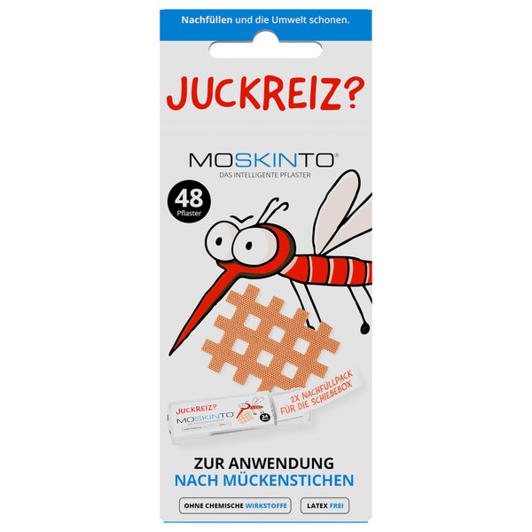 Moskinto Nachfüllpack, 48 Mückenpflaster, Mückenstich, Mücken, Alternative zum Hitzestift, für