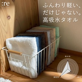 :re Repeat Sign Daily Towel [Fluffy] Face Towel, Thin, Quick Drying, Gray, 100% Cotton, Absorbent, Petite Pla, Approx. 13.4 x 31.5 inches (34 x 80 cm)