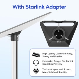 Starlink Pole Mount Gen 3, Mounting Kit Features 5.3ft a Durable 1.5'' Diameter Pole, 1.5mm Thickened Tube Wall Starlink Gen 3 Mount with No-Dig Ground Anchor and V3 Pipe Adapter