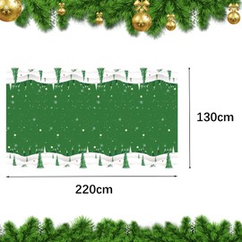 Christmas Table Cloth Party Disposable Tablecloths,Green and Christmas Tree Table Cover,130*220CM Rectangle Large Plastic Tablecloth Party for Picnic,Baby Shower,Xmas Party,Christmas Table Decorations