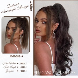 ZQIAN BEAUTY Ponytail Extension for Women, 26 Inch Long Layered Pony Tails Hair Extensions, Drawstring Ponytail for Black Women, Wavy Synthetic Hair Extensions Ponytail for Daily Use (Color: Brown)