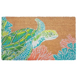 Liora Manne Natura Coastal Beach Seaturtle Natural Outdoor Welcome Coir Door Mat, 1'6" x 2'6", Sea Turtle