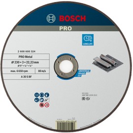 Bosch 1 x Pro Metal Longlife Cutting Disc for Large Angle Grinders and 22.23 mm Bore (for Steel, Diameter 230 mm, Professional Accessories Large Angle Grinder)