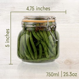 Hovico 25 oz Glass Jars With Airtight Lids And Leak Proof Rubber Gasket,Wide Mouth Mason Jars With Hinged Lids For Kitchen Canisters 750ml, Glass Storage Containers