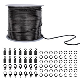 CREATZONE 32.8 Feet 1.2mm Black Snake Chain Necklace Link Cable Chain Round Snake Brass Chain with 20pcs Lobster Clasps, 50pcs Jump Rings, 40pcs Cord Ends for DIY Bracelet Jewelry Making