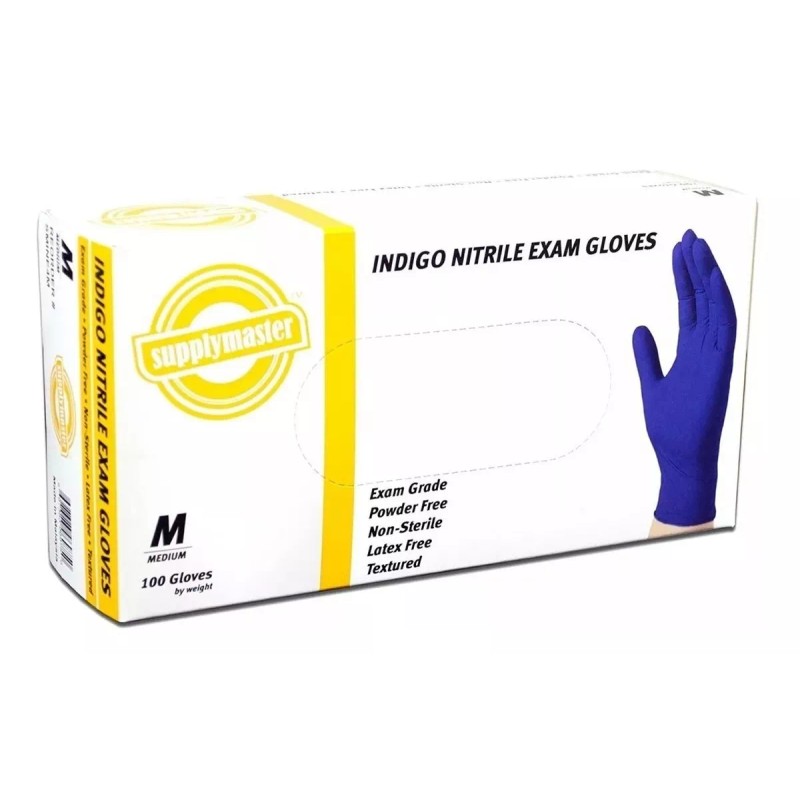 supplymaster Guantes De Nitrilo Libre De Latex 100 Pz Indigo