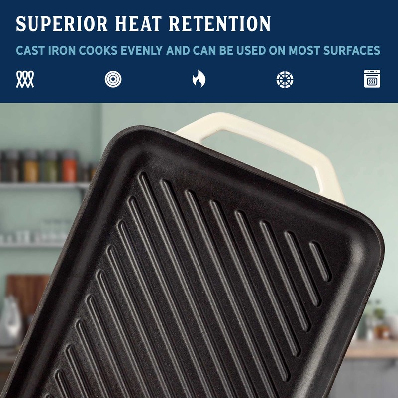 Country Living Enameled Cast Iron Grill Pan, Family Sized Rectangular