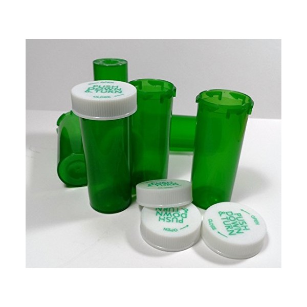 Plastic Prescription Green Vials/Bottles 410 Pack w/Caps 8 Dram Size-New