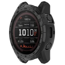 Compatible with Garmin Tactix 7 AMOLED Case, Scratch-Resistance TPU Military Protection Rugged Cover Case for Garmin Tactix 7 AMOLED Smartwatch Accessories (Black)