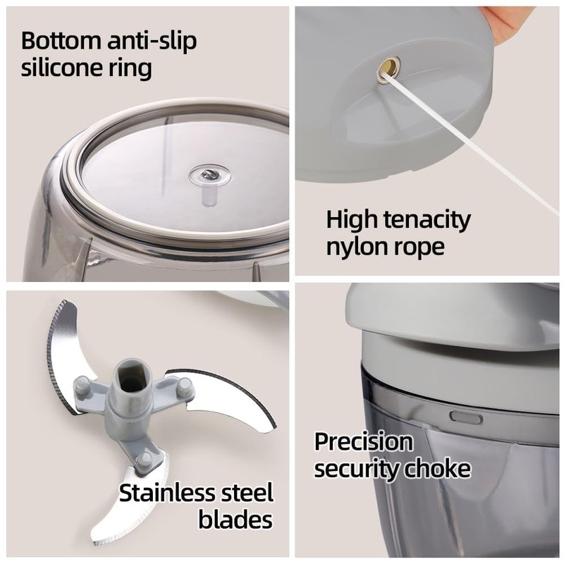 Manual Food Processor Vegetable Chopper 2.3 Cup Small Mini Hand