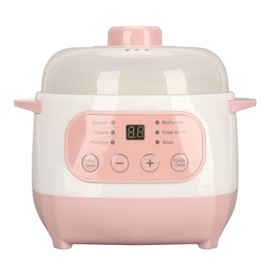 Jiawu Electric Stew Pot, 200W 1L Digital Rice Cooker With Lid, Small Ceramic Cooker Built-in Timer, Makes Soups, Porridges, Grains and Cereals for Individuals (US)