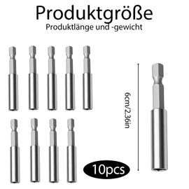 10 Stück Bithalter Magnetisch, Bit Halterung Magnetisch für Akkuschrauber, Bitverlängerung Magnetisch 1/4 Zoll, Hochwertige Bithalter für Präzisionsarbeiten, Ideal für Werkstatt und Baustelle