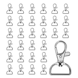 30 Pcs Key Chain Hooks with D Ring - 25mm Swivel Keyrings Clasps, Zinc Alloy Swivel Trigger Snap Hooks for Lanyards, DIY Jewellery, Handbags, Crafts, and Puppy Chains(Silver)