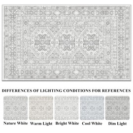 Living Room Area Rugs Washable: 5x7 Super Soft Oriental Non-Slip Indoor Rug Vintage Farmhouse Bedroom Carpet Low Pile Ultra Thin Distressed Mats for Kitchen Entry 5x7 Grey