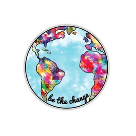 Earth Sticker Be The Change Planet Earth Decal by Megan J Designs ™ Laptops Windows Cars Vinyl Sticker