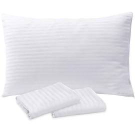 Sirenpho 2 PCS Satin Stripe Pillow Protectors Covers, Anti Dust Mite, Anti-Allergy Hotel Quality Zippered Pillow Case, Pillow not Included, 50x75cm