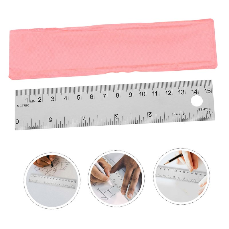 SHINEOFI Stainless Steel Cork Back Ruler Non Slip Metal Measuring