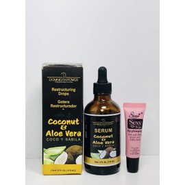 LYHB Dominican Power Coconut & Aloe Vera Restructuring Drops 118ml4 fl oz - Free Starry Lip Plumping Gloss 10 ml, 120ml4 Fl Oz