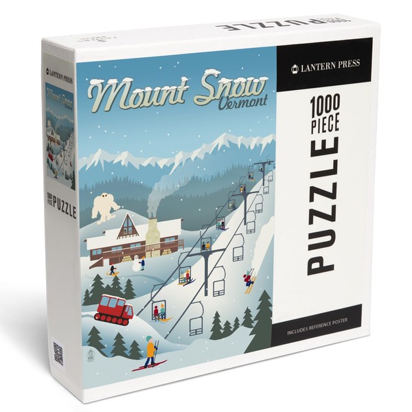 Lantern Press 1000 Piece Jigsaw Puzzle, Mount Snow, Vermont, Retro