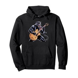 Kids Black Panther Playing Guitar Rock Star Rock and Roll Pullover Hoodie