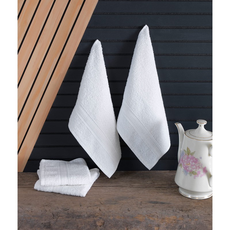 Cotton Fingertip Towels Set - 4 Pack White Highly Absorbent,