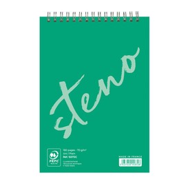 Clairefontaine Steno 15372C Notepad / Writing Pad DIN A5 14.8 x 21 cm 45 Blank Sheets 70 g Ideal for Sketching and Notes Green Pack of 1