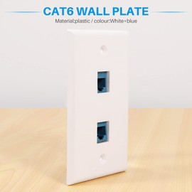 Qezodsx 4 Pieces 2 Port Ethernet Wall Plate, RJ45 Cat6 Female to Female Jack Inline Coupler Face Plates