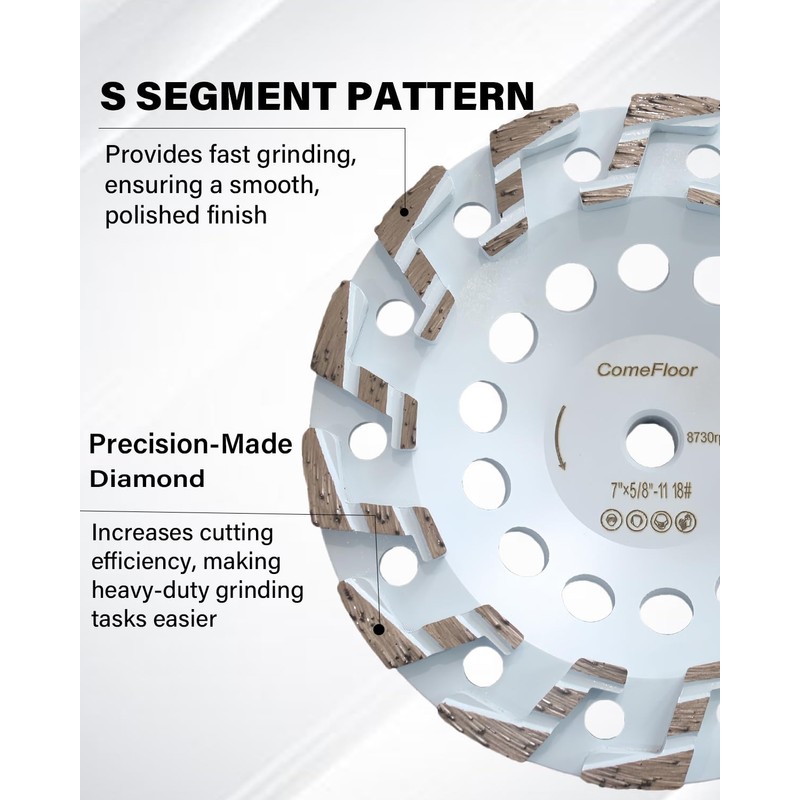 7 Inch Diamond Grinding Cup Wheel for Concrete & Masonry,