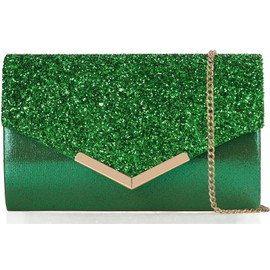 nodeber Glitter Clutch Purse for Women - Sparkly Evening Bag for Party, Wedding, Prom - Compact & Functional Envelope Clutch (20x12.5x6cm) Green