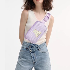 Boulder Bee Belt Bag with Initial Letter, Stylish Fanny Pack for Teenager Girls, Cute Trendy Stuff, Crossbody Bags, Birthday Gifts Bag, Christmas Gift(Purple, Letter A)