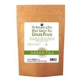 The Republic of Tea, Flavored Green Tea, Ginger Peach, 250 Teabags, Gluten-Free, High Caffeine