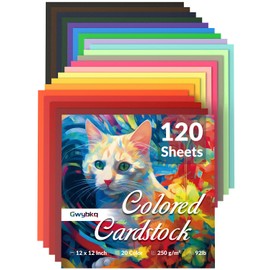 120 Sheets Colored Cardstock 12" x 12", Cardstock Paper 250gsm/92lb for Printer, 20 Colors Card Stcok for Scrapbooking, Card Making, Craft Supplies