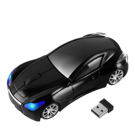 Car Mouse Wireless, 3C Light Cool 3D Sport Car Shaped Mouse Optical Mice 1600 DPI with USB Receiver Suitable for PC /Computer /Laptop (Black)