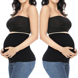 Yeshape Belly Band for Pregnancy Maternity Clothes Belly Bands for Pregnant Women Black + Black 5