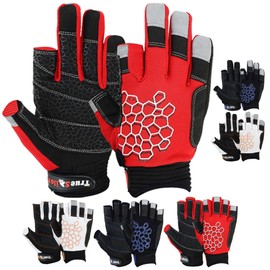 MRX BOXING & FITNESS SAILING GLOVES STICKY Palm Gripy Glove Yachting Kayak Dinghy Fishing 2 Cut Finger (Red 2XL)