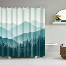 Decor Bath Shower Curtain with Modern Concise Design, Fantastic Bath Decorations Bathroom Accessories, Waterproof Polyester Fabric Bathroom Shower Curtain Set with Hooks (E0306)
