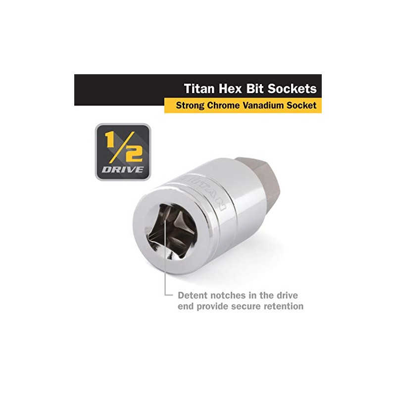 Titan Tools 15668 1/2-Inch Drive x 7/8-Inch Hex Bit Socket