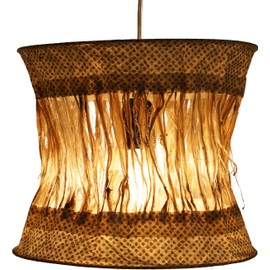 GURU SHOP Lokta Round Boho Paper Pendant Lampshade, Annapurna, Handmade Paper - Beige, Cream-White, Lokta Paper, 25 x 28 x 28 cm, Asian Paper & Fabric Lampshades