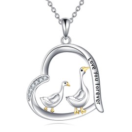 YFN Goose Necklace Sterling Silver Goose Pendant Necklace Goose Jewelry Gifts for Women