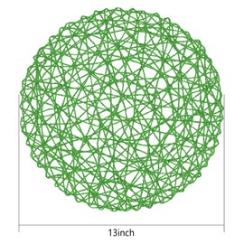 AHHFSMEI Paper Braided Round Placemats Set of 6 Natural Non-Slip Heat Resistant Table Mats for Dining Tables Woven Indoor Outdoor Place mats(Forest Green)