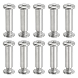 PATIKIL Hex Chicago Screws, 10 Set Binding Screw Posts M6 x 25 mm Connecting Hex Drive Socket Cap Bolt Nuts for Scrapbook Leather Belt Album Photo Furniture Repair, Silver