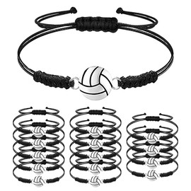 XOXVURI Volleyball Bracelet Pack of 14 Adjustable Cord Bracelet Volleyball Sports Woven Bracelet Volleyball Party Bag Friendship Bracelet For Celebrations Sports Children's Birthday Party Braided