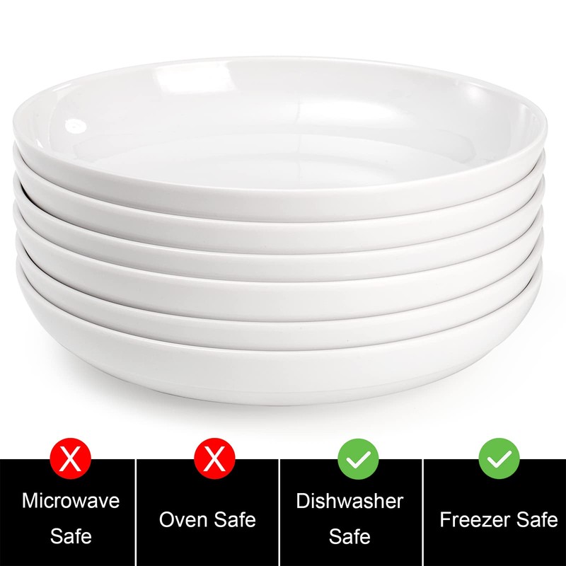 Fasmov Melamine Pasta Bowls, 6 Pack 9 inches 30 Oz