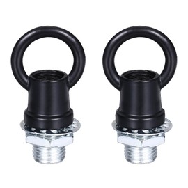 PATIKIL 18Lb Load Lamp Female Loop Holder, 2 Set Lifting Eye M10 Fine Thread Nut Hook Ring Shape Structural Support to Chandelier Lighting Fixture (Black, 1 x 1.1 Inch)