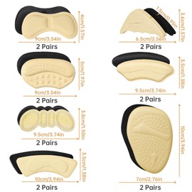 14 Pairs Heel Grips Heel Pads - Premium Foam Shoe Inserts, Liner Heel Slip Pads, Enhance Loose Shoe Fit for Men Women and Stop Slipping, Rubbing, Foot Pain (Beige + Black)